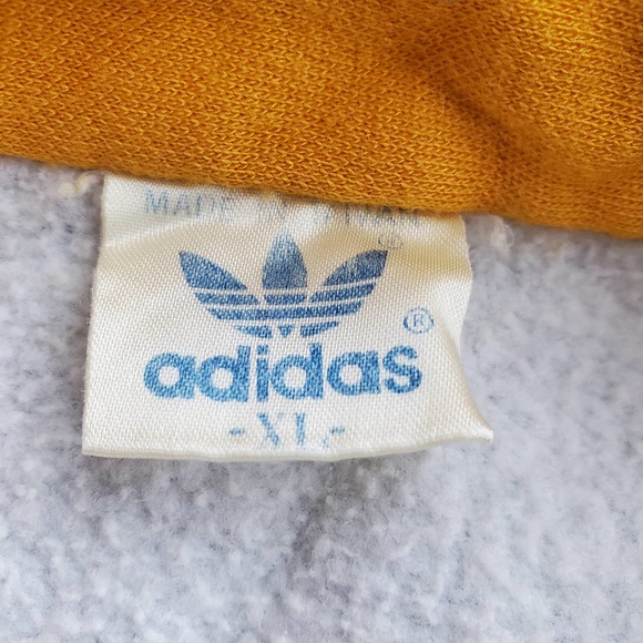 VTG 80s Adidas Gray and Golden Yellow Striped Pullover Half Zip Sweatshirt Sz XL - Picture 6 of 7